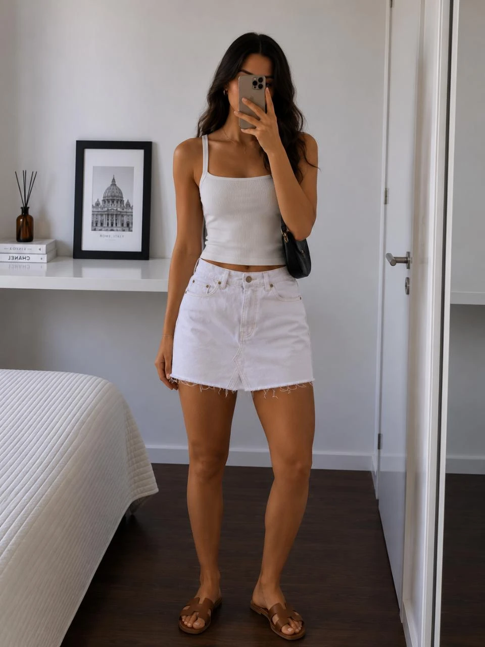 Jupe en jean blanche Pull & Bear